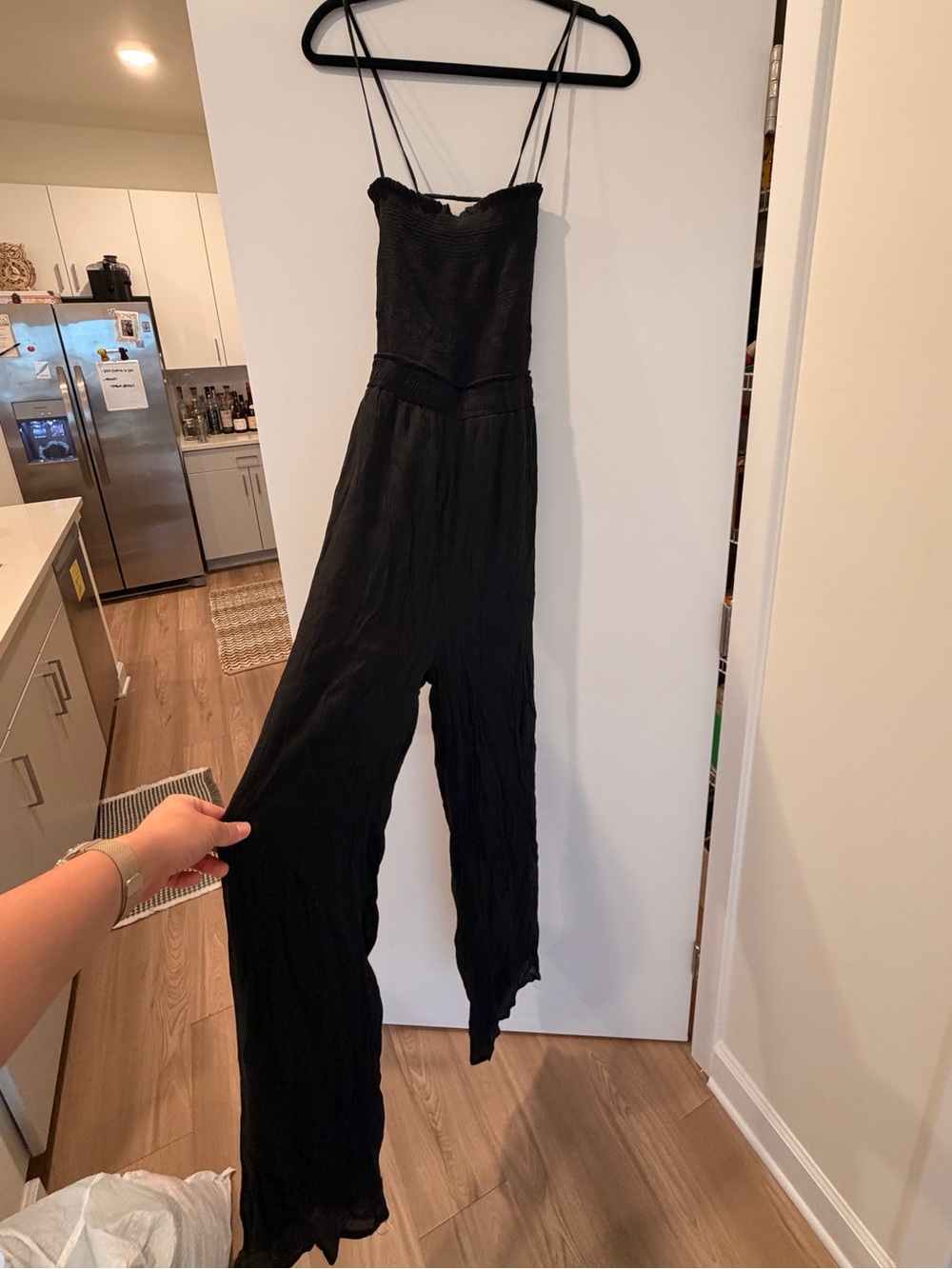 Dry Goods Black Smocked Bodice Wide-Leg Jumpsuit